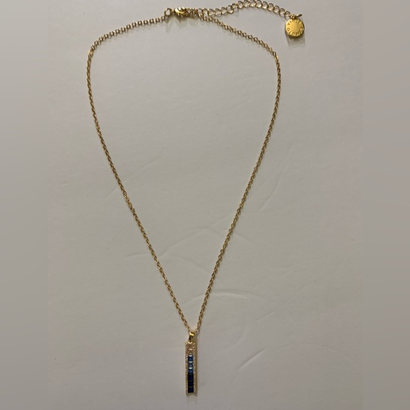 Vince Camuto Hombre Shades of Blue Pendant Necklace Gold Chain w/extender - Picture 2 of 5